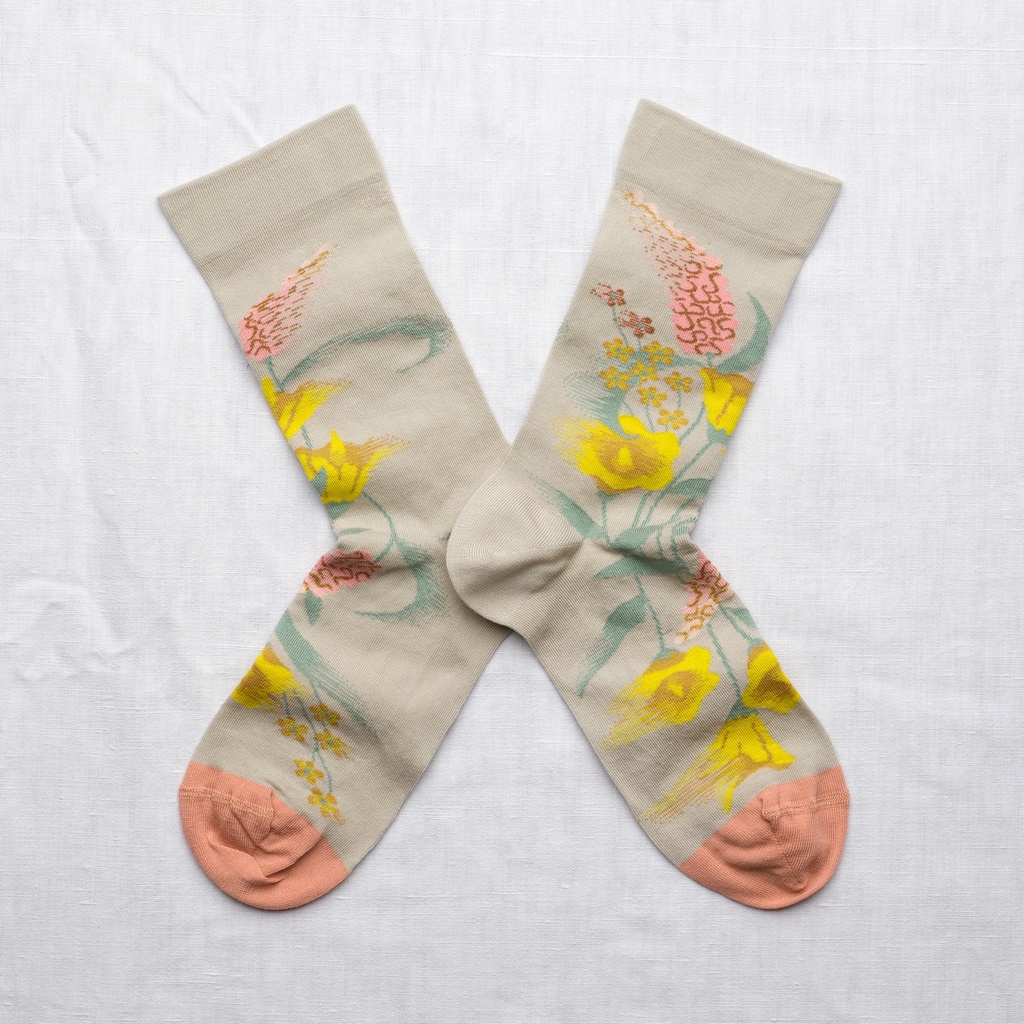 [CT701 39/41] Chaussette Fleurs Céladon