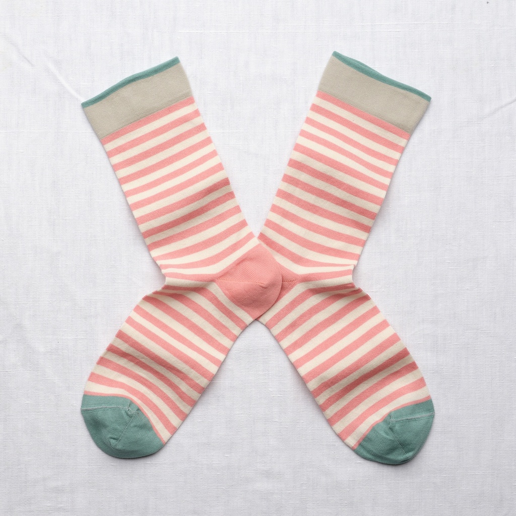 [RY128 42/44] Chaussette Rayure Rose Pêche