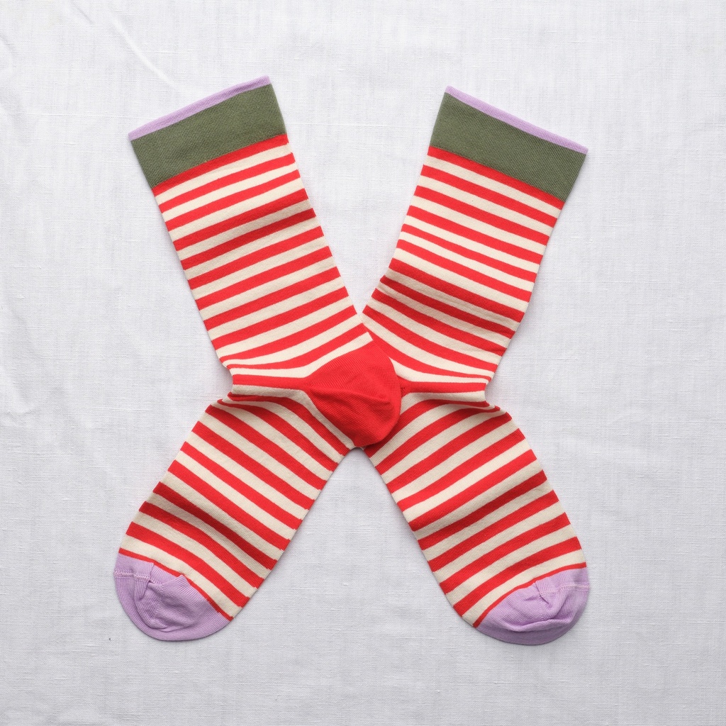 [RY133 36/38] Chaussette Rayure Rouge
