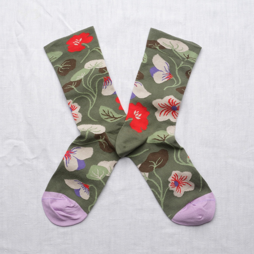 [TG801 36/38] Chaussette Fleurs Cèdre