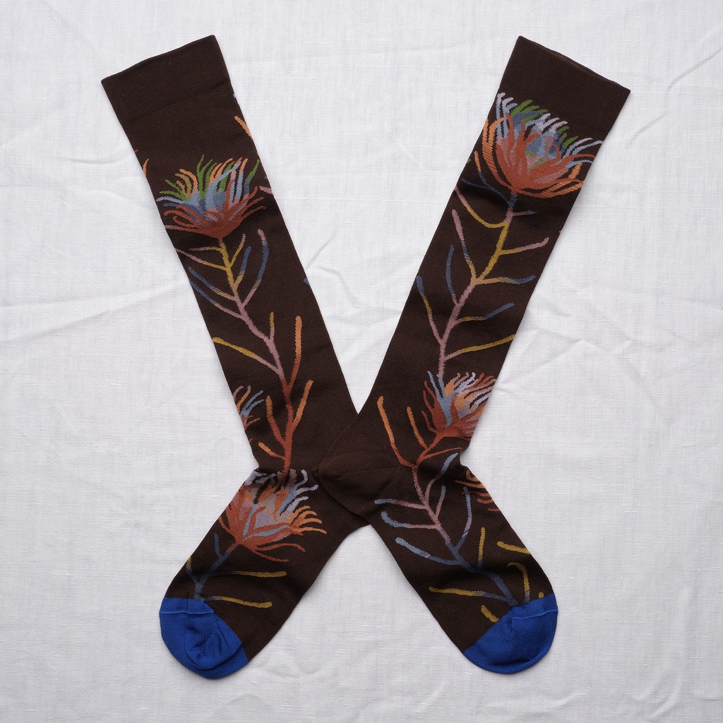[BO901 36/38] Mi-Bas Fleur Marron-Foncé