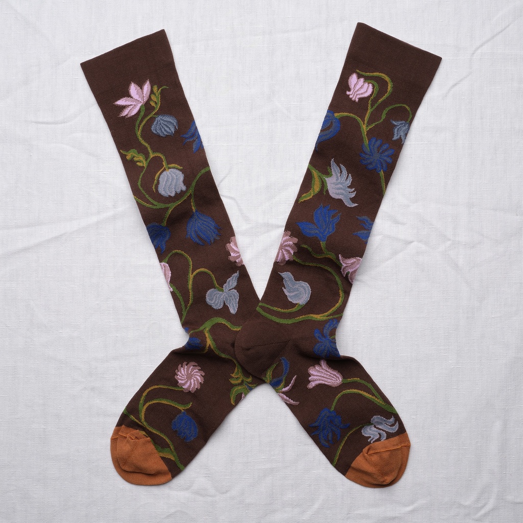 [BO903 39/41] Mi-Bas Fleurs Chataigne