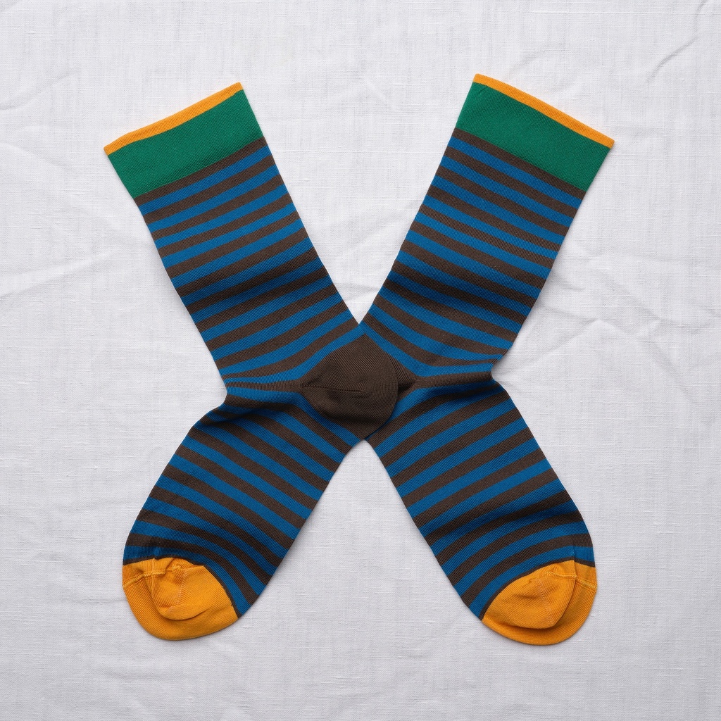 [BR301 39/41] Chaussette Rayures Terre d'Ombre