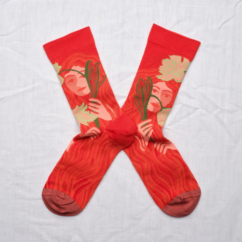 [CU401 39/41] Chaussette Visages rouge