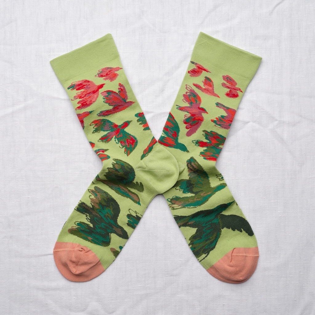[CU701 42/44] Chaussette Oiseaux Lime