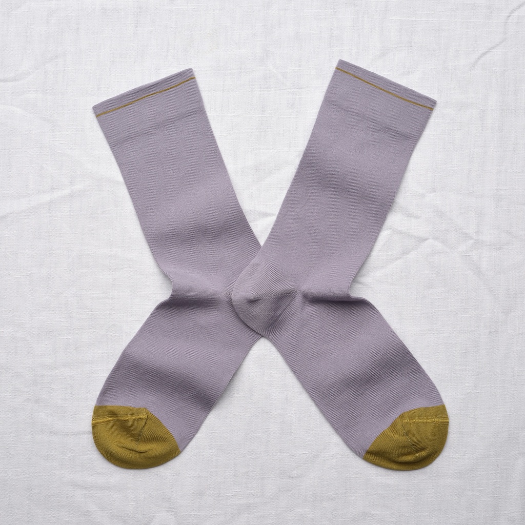 [UN253 39/41] Chaussette Uni Gris-Mauve