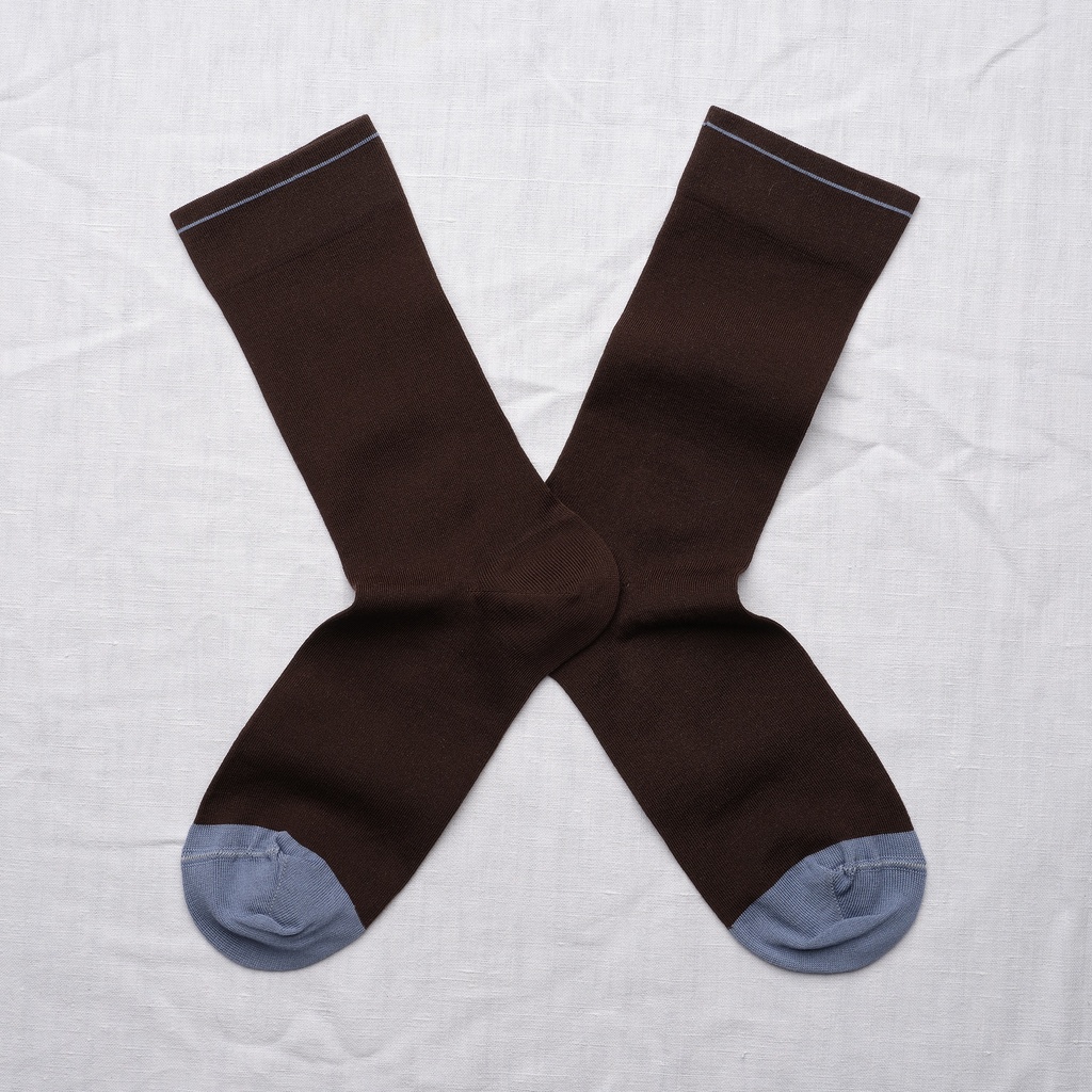[UN254 39/41] Chaussette Uni Marron Foncé