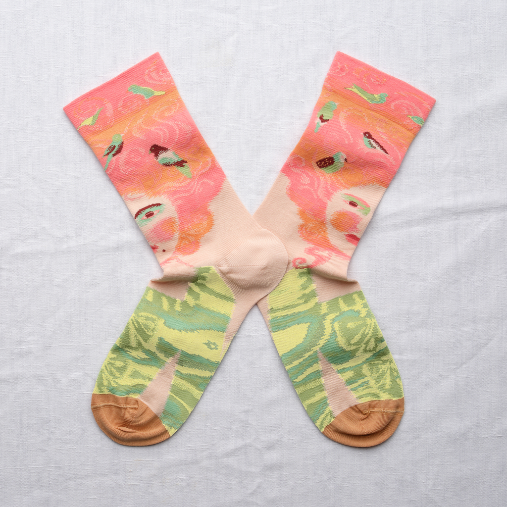 [PT201 39/41] Chaussette Marie-Antoinette Rose Bouton