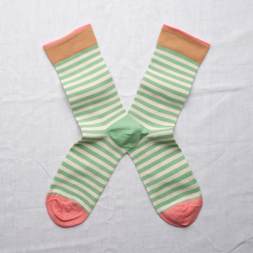 [RY135 36/38] Chaussette Rayure Lichen