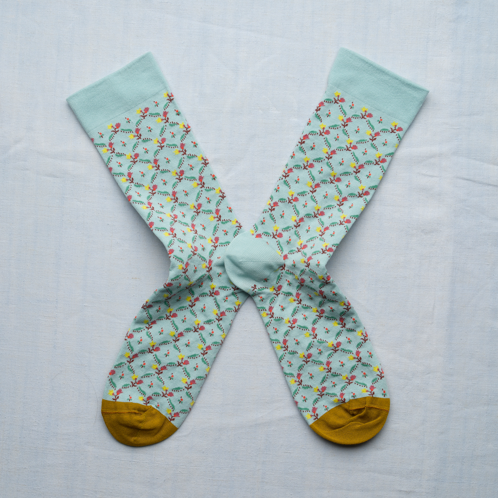 [TJ201 36/38] Chaussette Trellis Fleuri Aqua