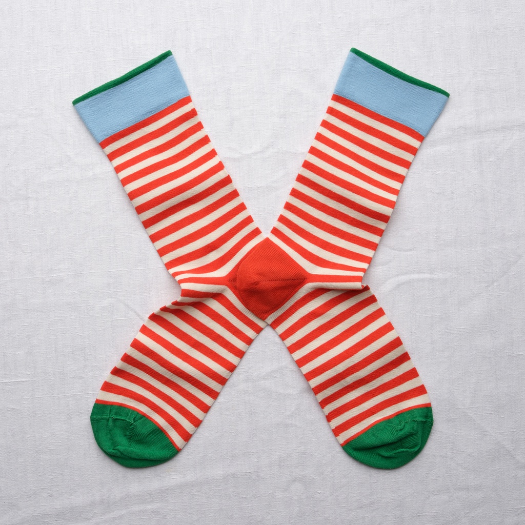 [RY137 36/38] Chaussette Rayure Vermillon
