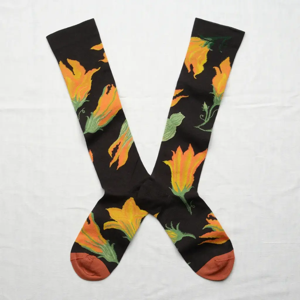 [CB904 39/41] Mi-Bas Fleurs Faux-Noir