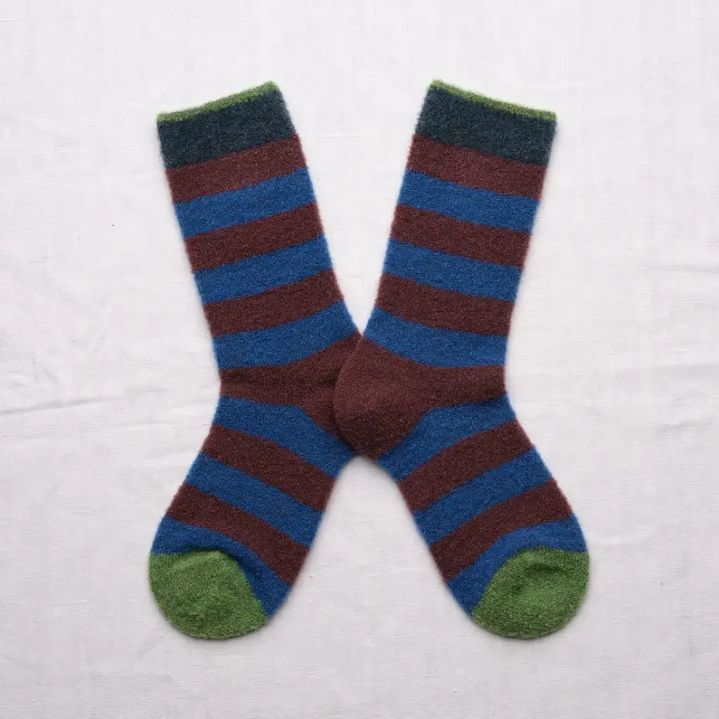 [BCL206] Chaussettes Mousse Rayures Indigo