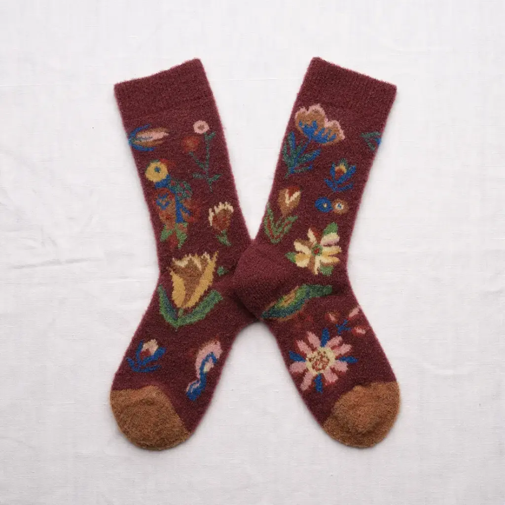 [BCL701] Chaussettes Mousse Fleurs & Oiseaux