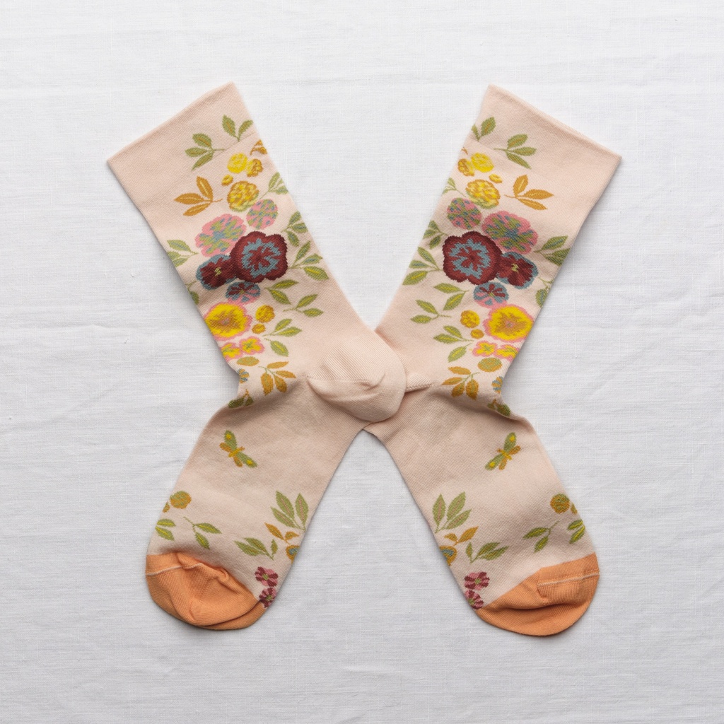 [LP701 42/44] Chaussette Pensée Rose Bouton