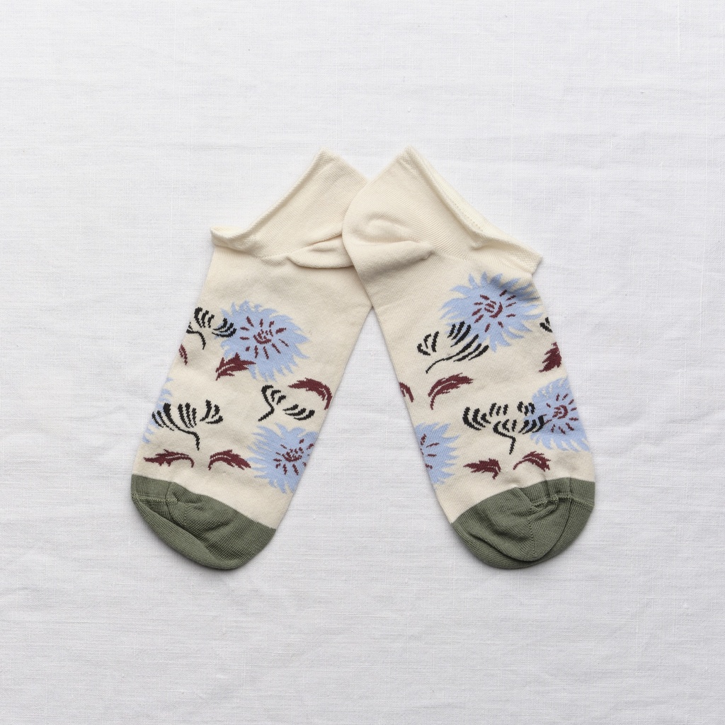 [DR121 39/41] Socquette Fleurs Naturel