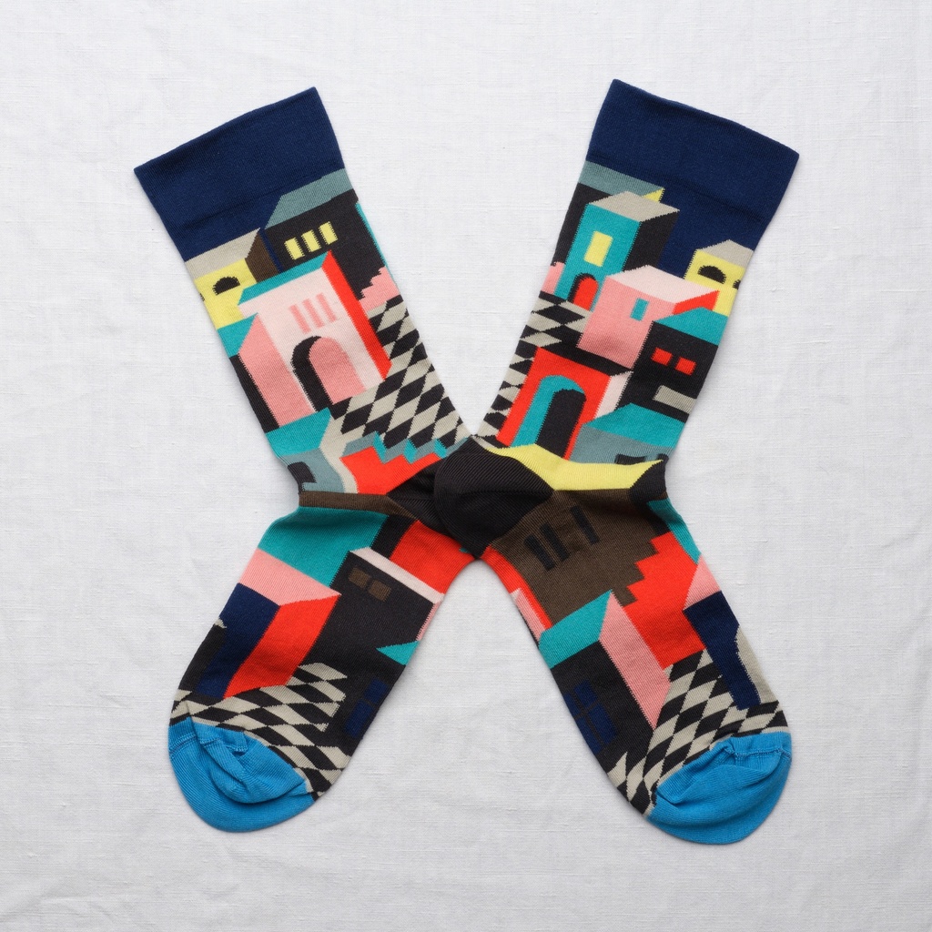 [FC101 36/38] Chaussette Décor Bleu Foncé